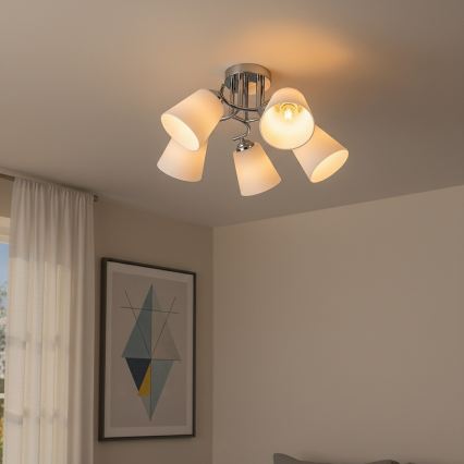 Plafonnier affleurant PAFOS 5xE27/15W/230V chrome brillant