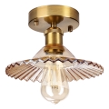 Plafonnier affleurant TRISH 1xE27/15W/230V doré/beige fumé