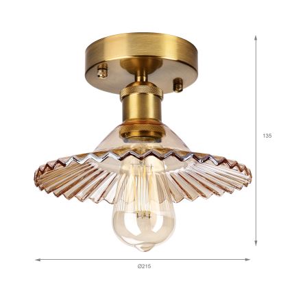 Plafonnier affleurant TRISH 1xE27/15W/230V doré/beige fumé