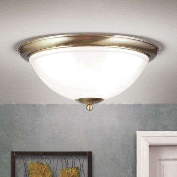 Plafonnier AUSTRIAN OLD LAMP 3xE27/60W/230V d. 50 cm bronze/blanc