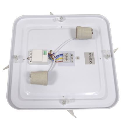 Plafonnier avec détecteur WILTON 2xE27/60W/230V 33x33 cm noir