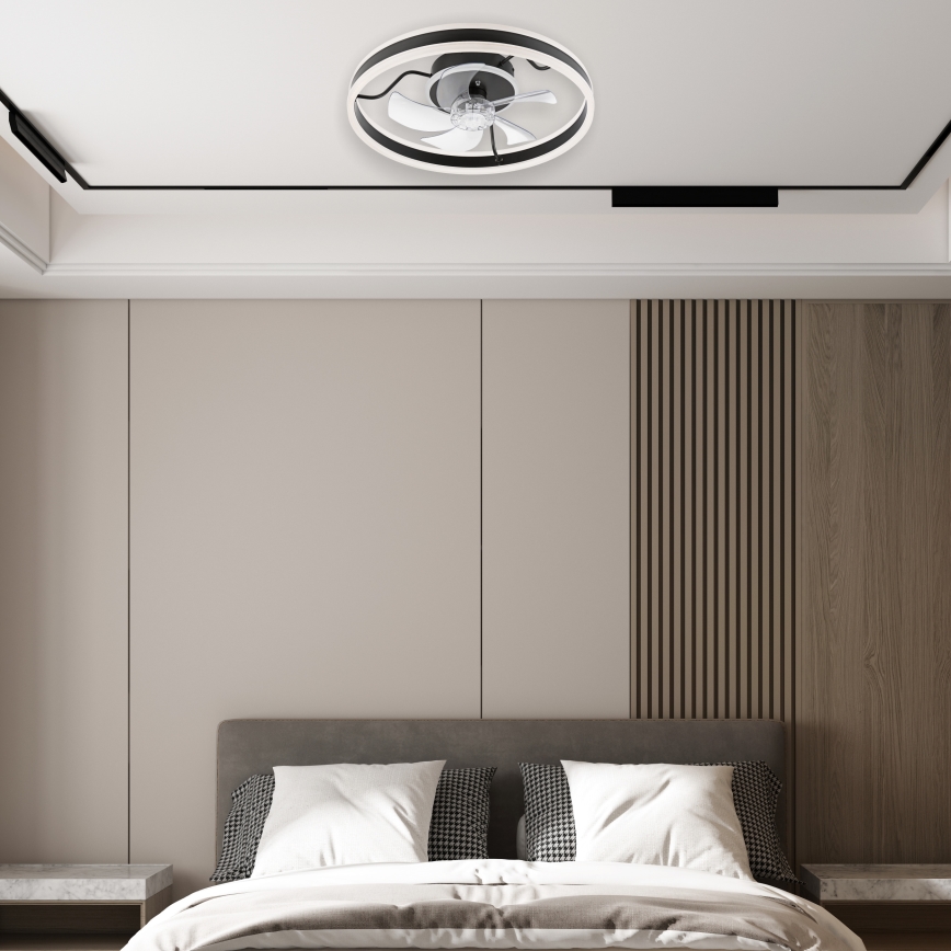 Plafonnier à intensité variable avec ventilateur APOLLO LED/38W/230V noir + Télécommande