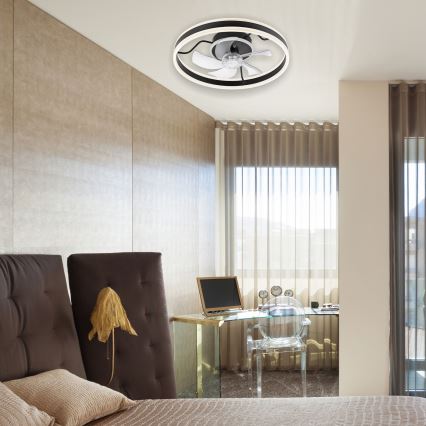 Plafonnier à intensité variable avec ventilateur APOLLO LED/38W/230V noir + Télécommande