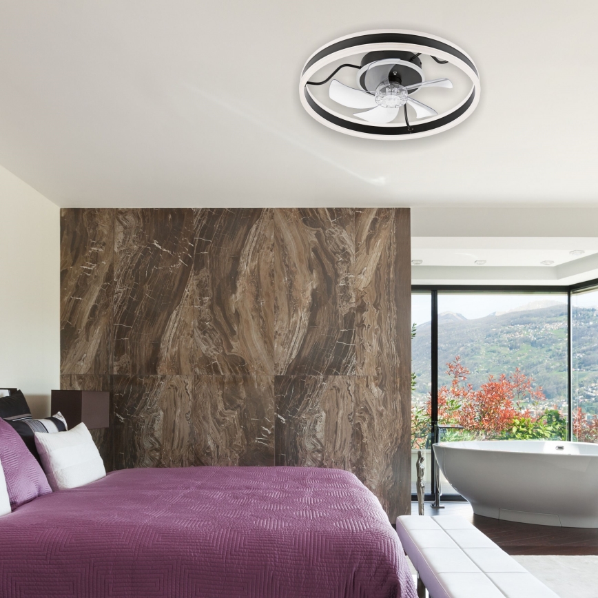 Plafonnier à intensité variable avec ventilateur APOLLO LED/38W/230V noir + Télécommande