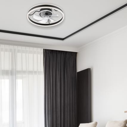 Plafonnier à intensité variable avec ventilateur APOLLO LED/38W/230V noir + Télécommande