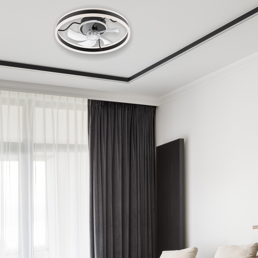 Plafonnier à intensité variable avec ventilateur APOLLO LED/38W/230V noir + Télécommande