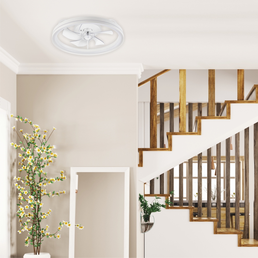 Plafonnier à intensité variable avec ventilateur FARGO LED/37W/230V blanc + télécommande
