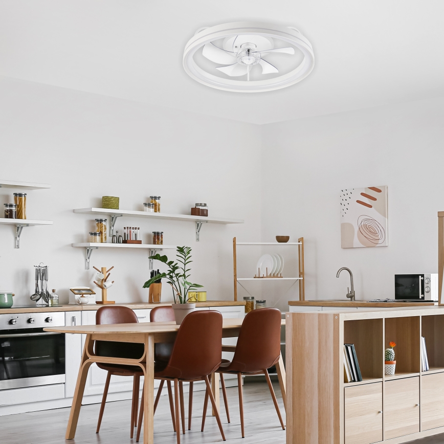 Plafonnier à intensité variable avec ventilateur FARGO LED/37W/230V blanc + télécommande