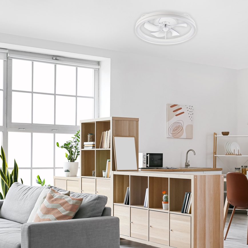 Plafonnier à intensité variable avec ventilateur FARGO LED/37W/230V blanc + télécommande