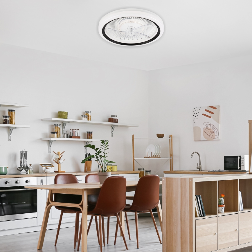 Plafonnier à intensité variable avec ventilateur GEMMA LED/37W/230V blanc + télécommande