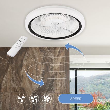 Plafonnier à intensité variable avec ventilateur GEMMA LED/37W/230V blanc + télécommande