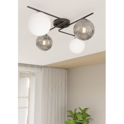 Plafonnier AZURA 4xE14/10W/230V noir/gris/blanc
