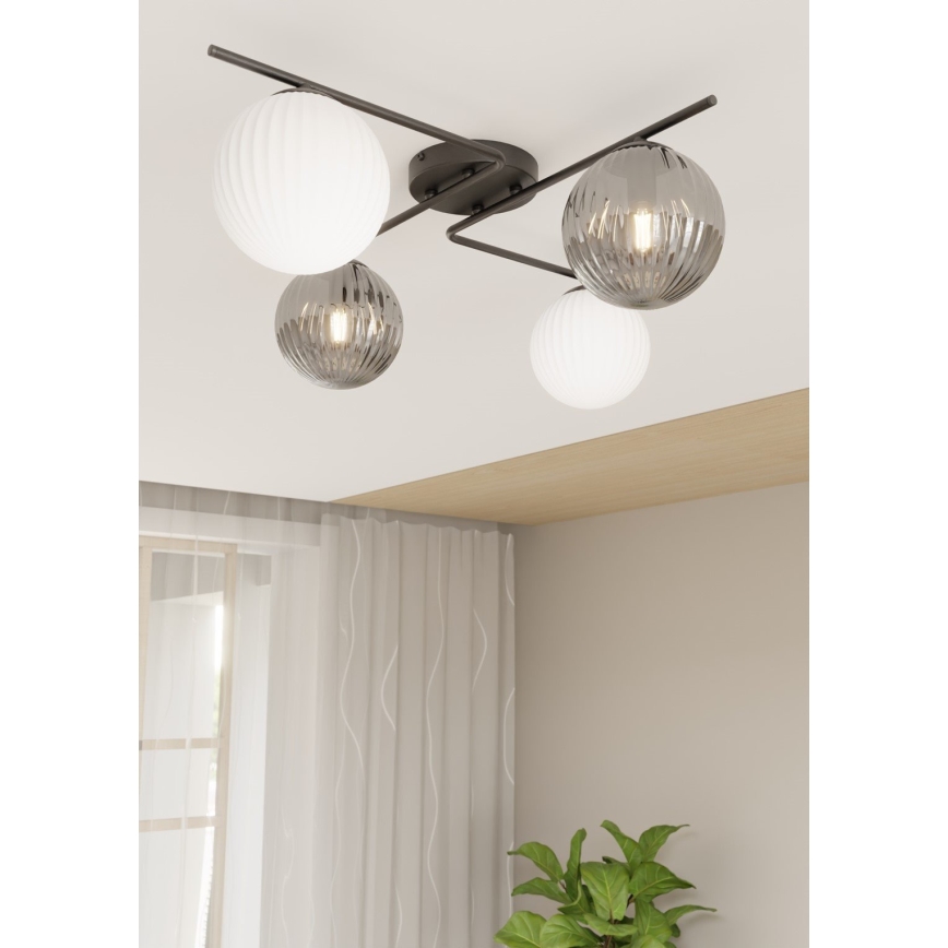 Plafonnier AZURA 4xE14/10W/230V noir/gris/blanc