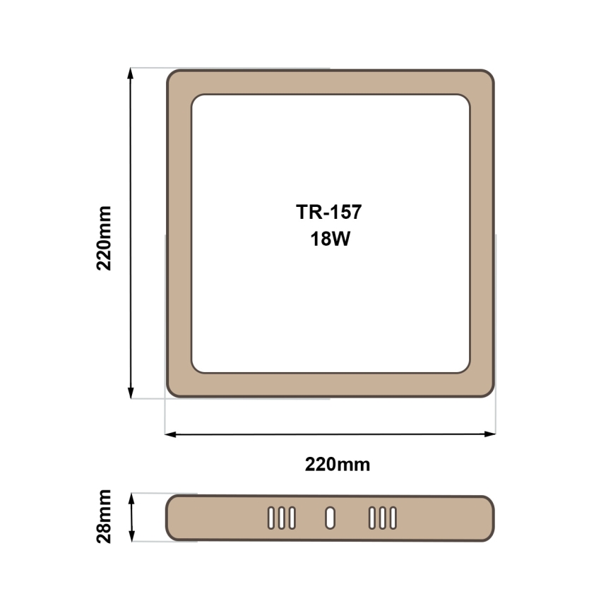 Plafonnier BLOCK LED/18W/230V 4200K 22x22 cm marron