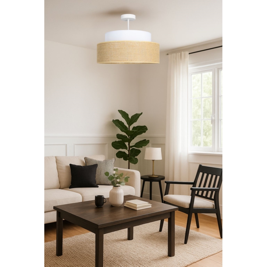 Plafonnier BOHO 1xE27/60W/230V d. 40 cm blanc/beige