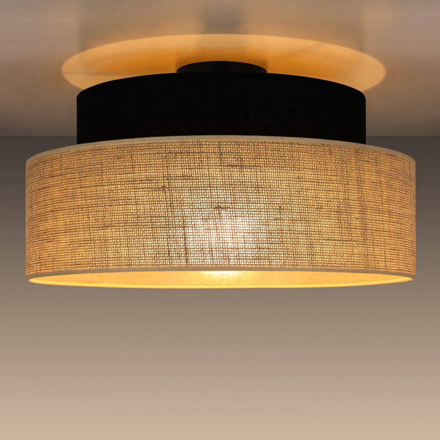 Plafonnier BOHO 1xE27/60W/230V d. 40 cm noir/beige