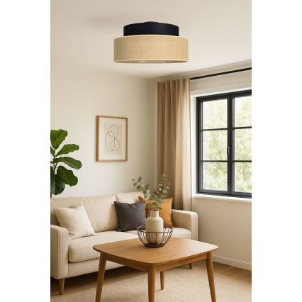 Plafonnier BOHO 1xE27/60W/230V d. 40 cm noir/beige