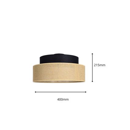 Plafonnier BOHO 1xE27/60W/230V d. 40 cm noir/beige