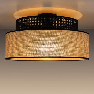 Plafonnier BOHO 1xE27/60W/230V d. 40 cm noir/rotin