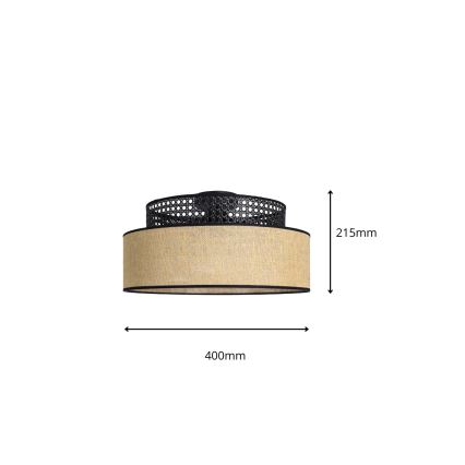 Plafonnier BOHO 1xE27/60W/230V noir/rotin