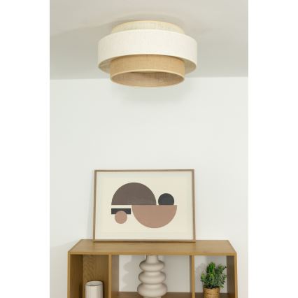 Plafonnier BOHO 1xE27/60W/230V Ø 40 cm blanc/jute