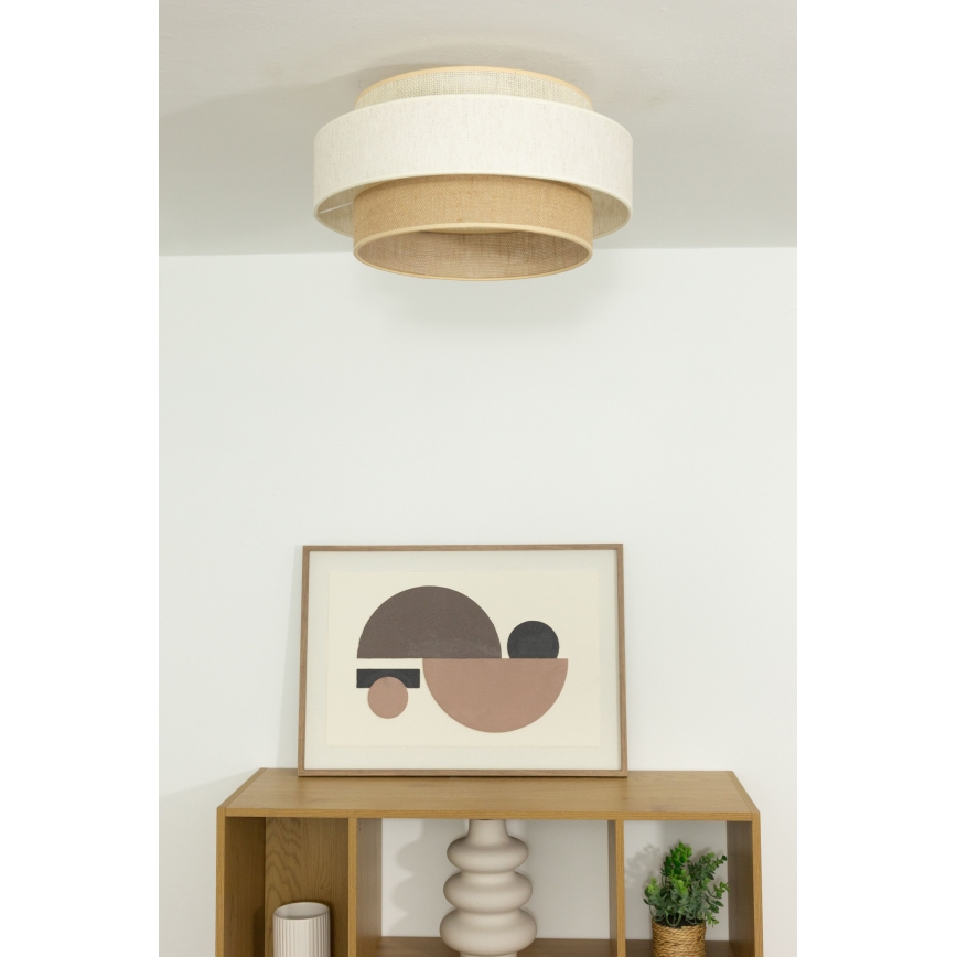 Plafonnier BOHO 1xE27/60W/230V Ø 40 cm blanc/jute