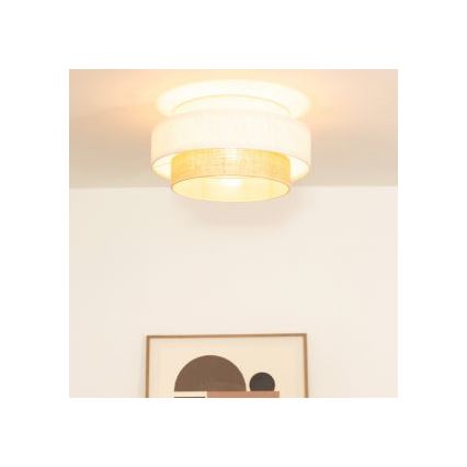 Plafonnier BOHO 1xE27/60W/230V Ø 40 cm blanc/jute