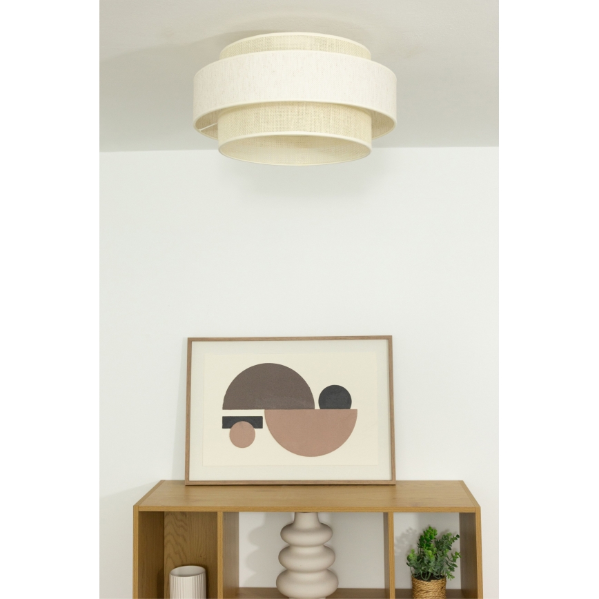 Plafonnier BOHO 1xE27/60W/230V Ø 40 cm crème/jute