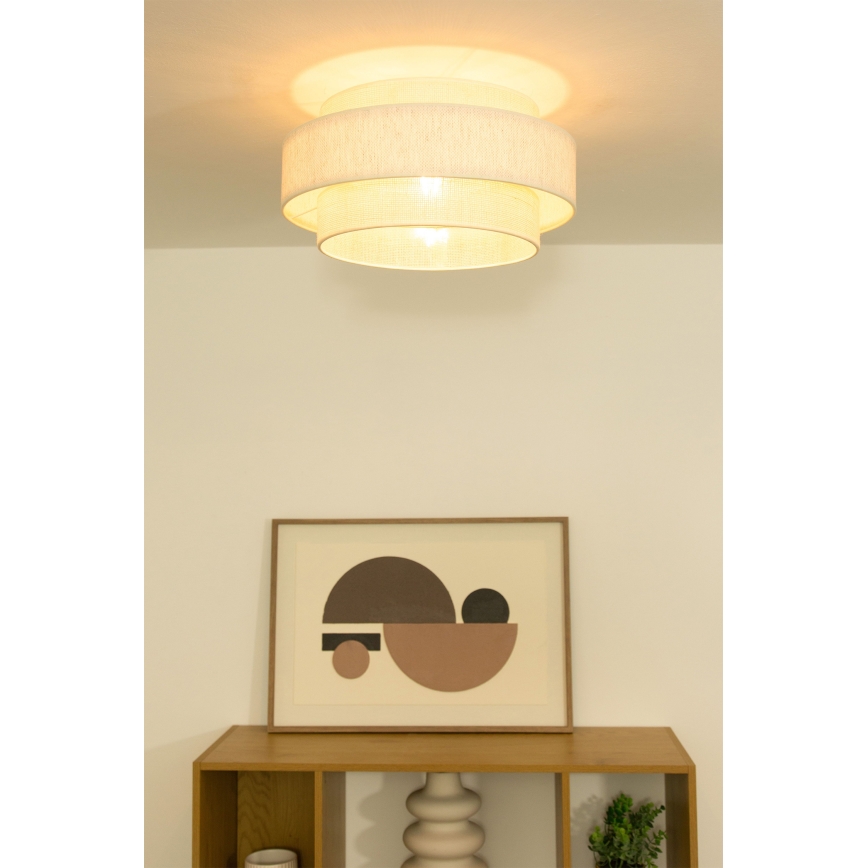 Plafonnier BOHO 1xE27/60W/230V Ø 40 cm crème/jute