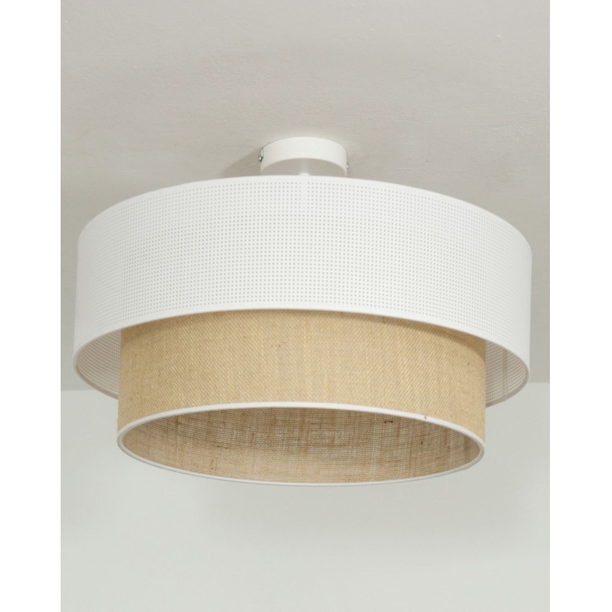 Plafonnier BORHO 1xE27/60W/230V Ø 40 cm blanc/jute