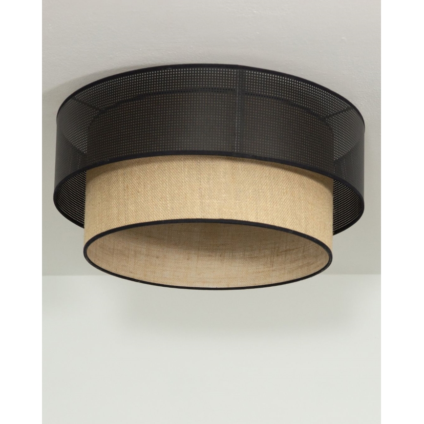 Plafonnier BORHO 1xE27/60W/230V Ø 40 cm noir/jute