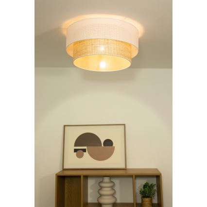 Plafonnier BORHO 1xE27/60W/230V Ø 50 cm blanc/jute