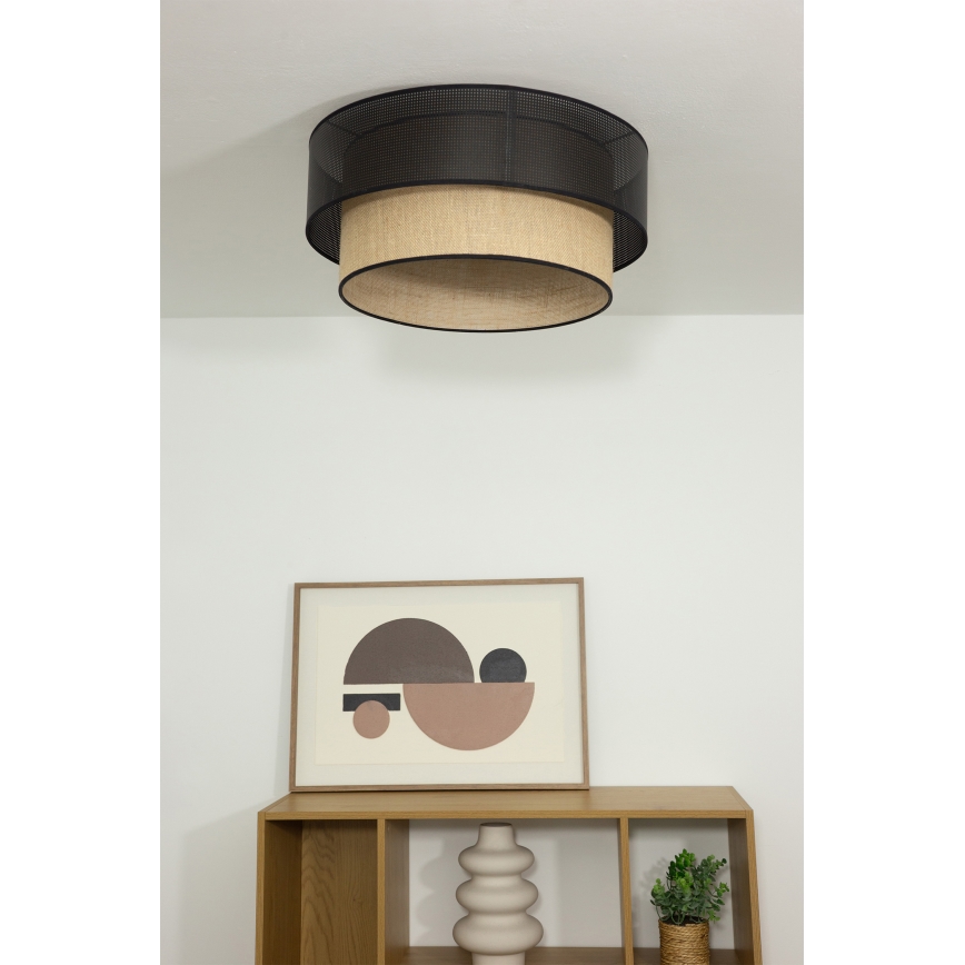 Plafonnier BORHO 1xE27/60W/230V Ø 50 cm noir/jute