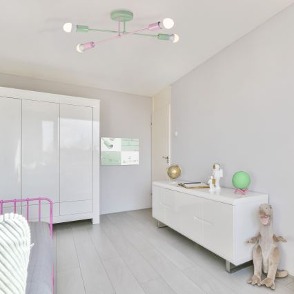 Plafonnier CAMBRIDGE 4xE27/15W/230V vert/rose