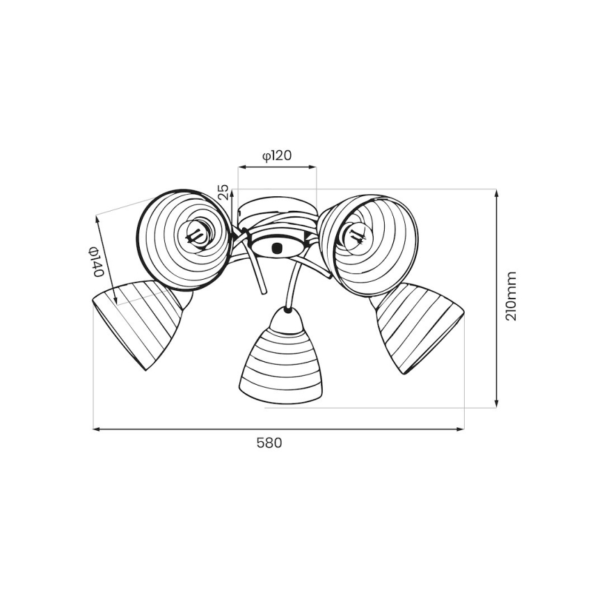 Plafonnier CLARA 5xE27/15W/230V fini chrome brillant