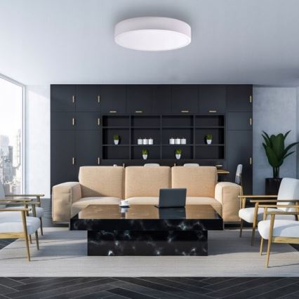 Plafonnier avec capteur de mouvement et détecteur crépusculaire CLEO 6xE27/24W/230V Ø 80 cm blanc