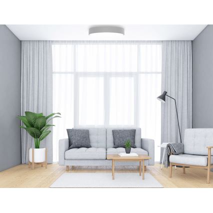 Plafonnier CLEO Ø 80 cm 6xE27/24W/230V avec détecteur de mouvement et capteur crépusculaire, gris