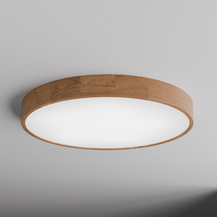 Plafonnier CLEO avec détecteur — 6x E27, 24 W, 230 V, Ø 80 cm, finition chêne