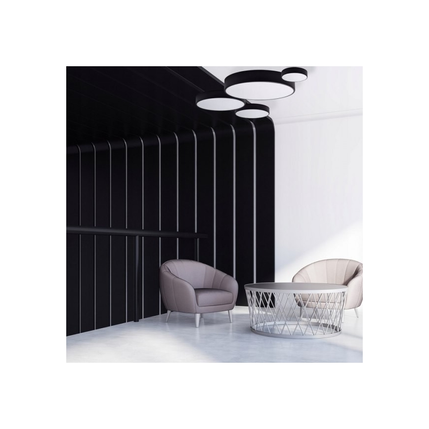 Plafonnier CLEO Ø 80 cm, 6x E27, 24 W, 230 V — avec détecteur de mouvement et capteur crépusculaire, noir