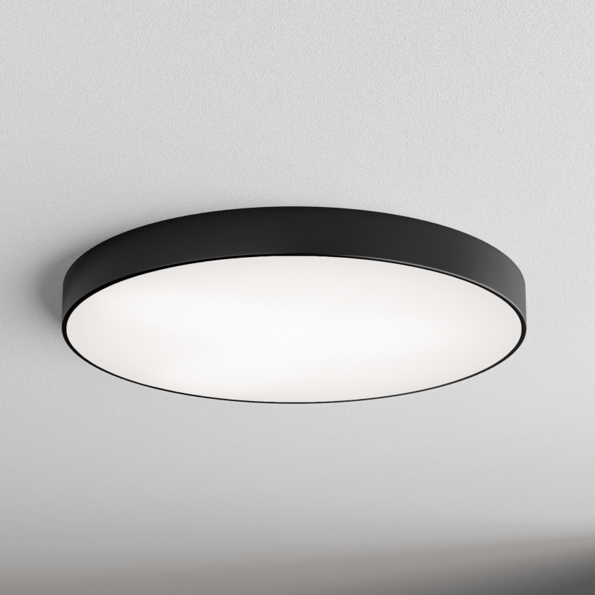 Plafonnier CLEO Ø 80 cm, 6x E27, 24 W, 230 V — avec détecteur de mouvement et capteur crépusculaire, noir