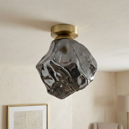 Plafonnier CRISTAL 1xE14/15W/230V laiton/noir fumé
