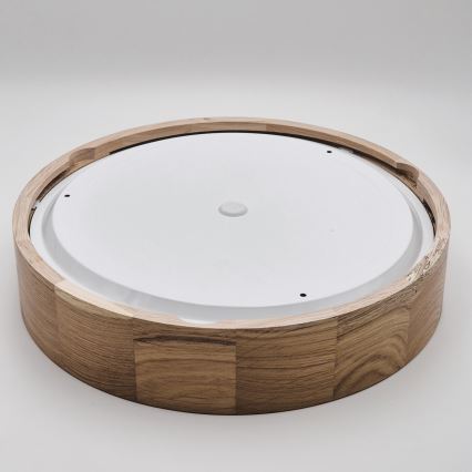 Plafonnier de salle de bains OAK 3xE27/15W/230V, finition chêne, Ø 37 cm, IP54