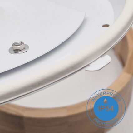 Plafonnier de salle de bains OAK 3xE27/15W/230V, finition chêne, Ø 37 cm, IP54