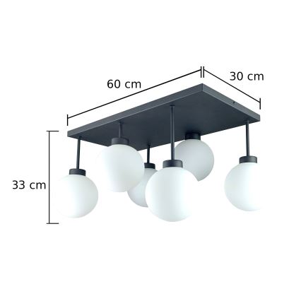 Plafonnier DEA 6xE14/60W/230V noir/blanc
