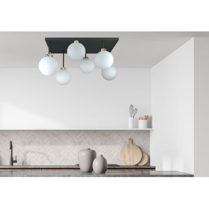 Plafonnier DEA 6xE14/60W/230V noir/doré/blanc