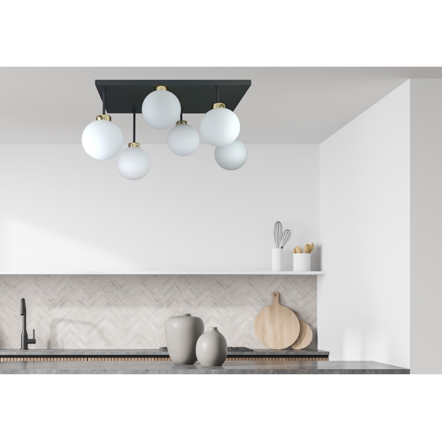 Plafonnier DEA 6xE14/60W/230V noir/doré/blanc