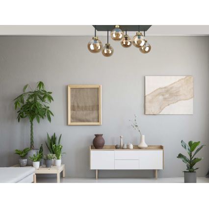 Plafonnier DEA 6xE14/60W/230V noir/doré/fumé beige