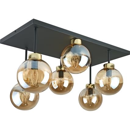 Plafonnier DEA 6xE14/60W/230V noir/doré/fumé beige