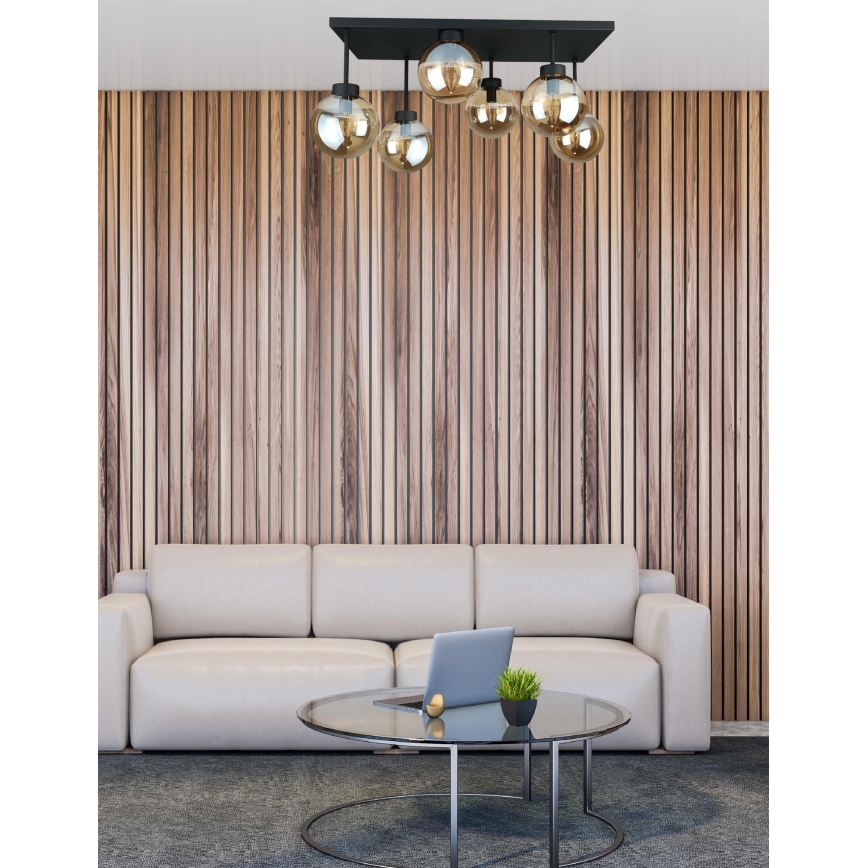 Plafonnier DEA 6xE14/60W/230V noir/fumé beige