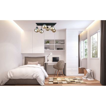 Plafonnier DEA 6xE14/60W/230V noir/fumé beige